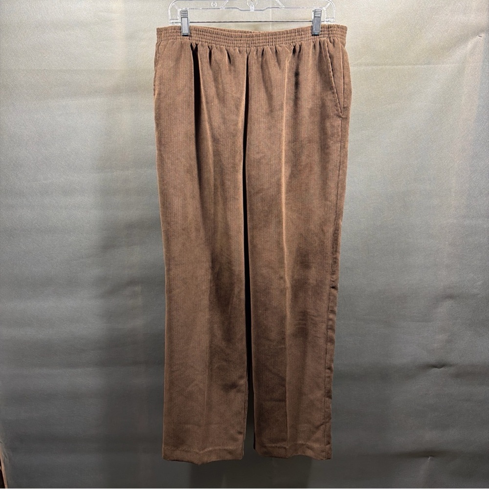 Alfred Dunner Brown Corduroy Pants Sz 12 Elastic Waist